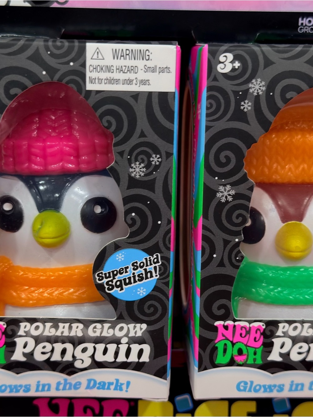 Nee Doh Polar Glow Penguin - Pink Hat, Orange Scarf (Kids Toys)